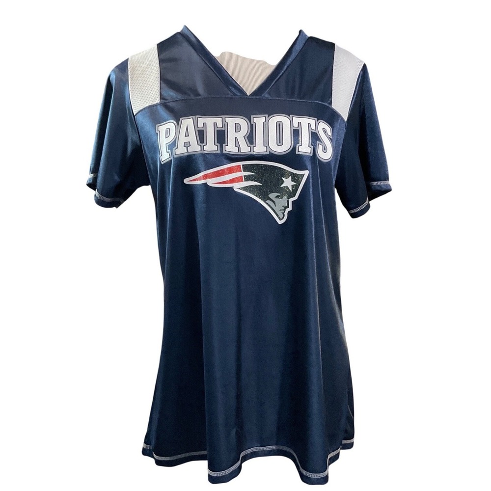 NFL New‎ England Patriots Women XL Brady Era 2015 Glitter Tunic Jersey Navy Blue